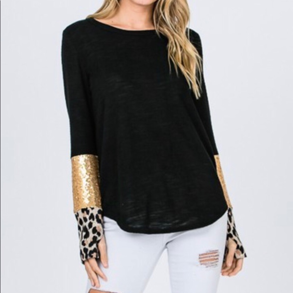 Cheetah Sequin Top